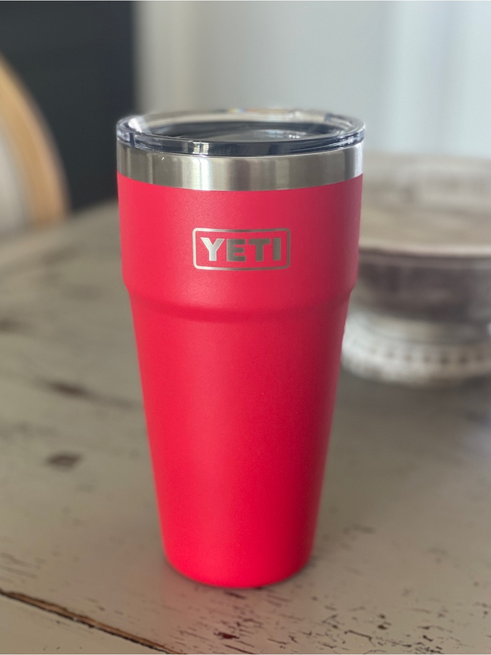 Yeti Red Stainless Insulated Cup with Clear Lid 30oz